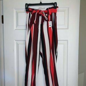 Paper bag striped pants from Express